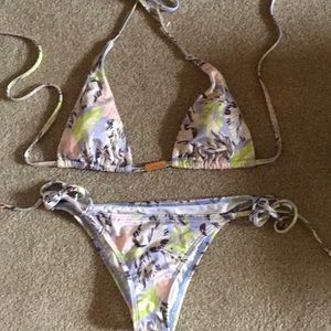 Victoria secret printed tie triangle with bikini cheeky bottoms